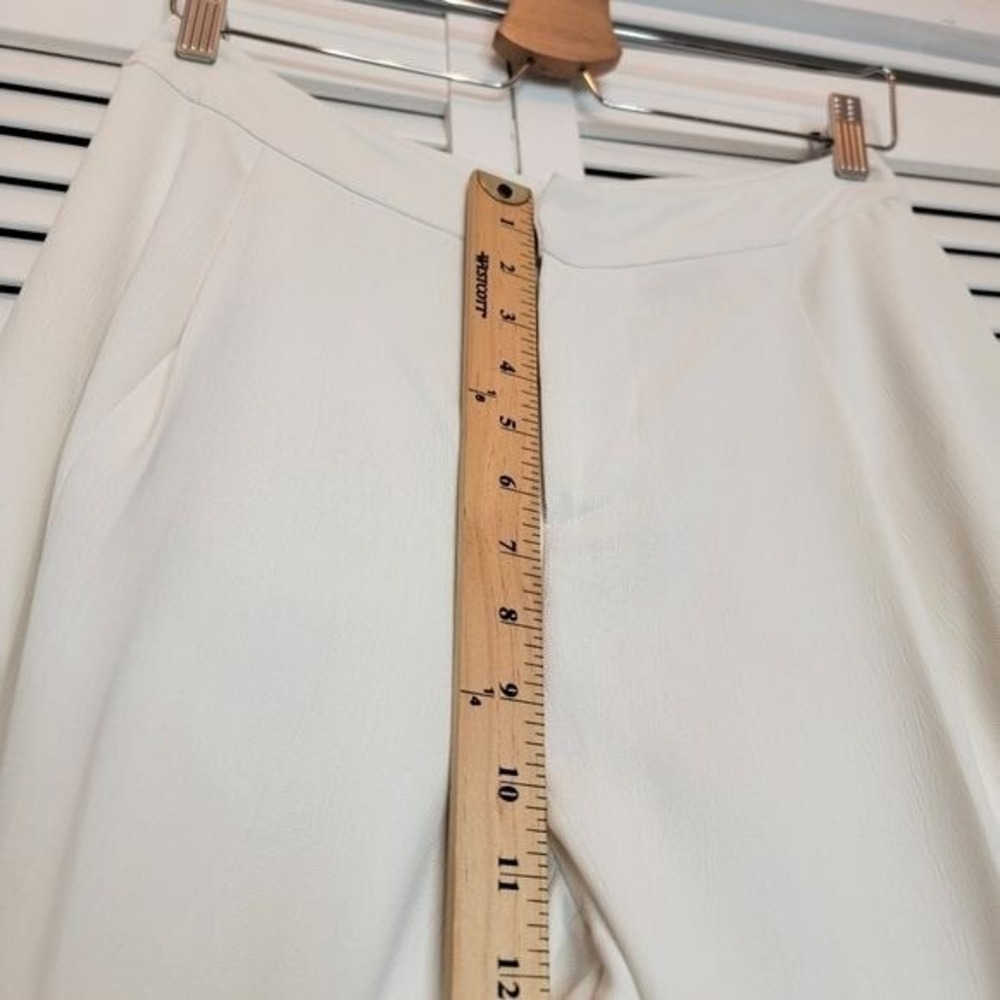 DEREK LAM 10 CROSBY White Trousers Wide Leg Pleated Women's 2 High Waist Preppy - Picture 13 of 15